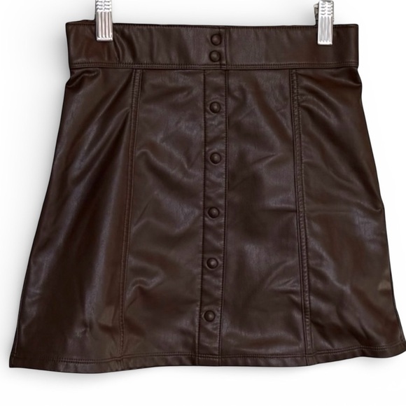 Abercrombie Kids Dark Brown Faux Leather Mini Skirt Size 13/14 - Picture 5 of 5
